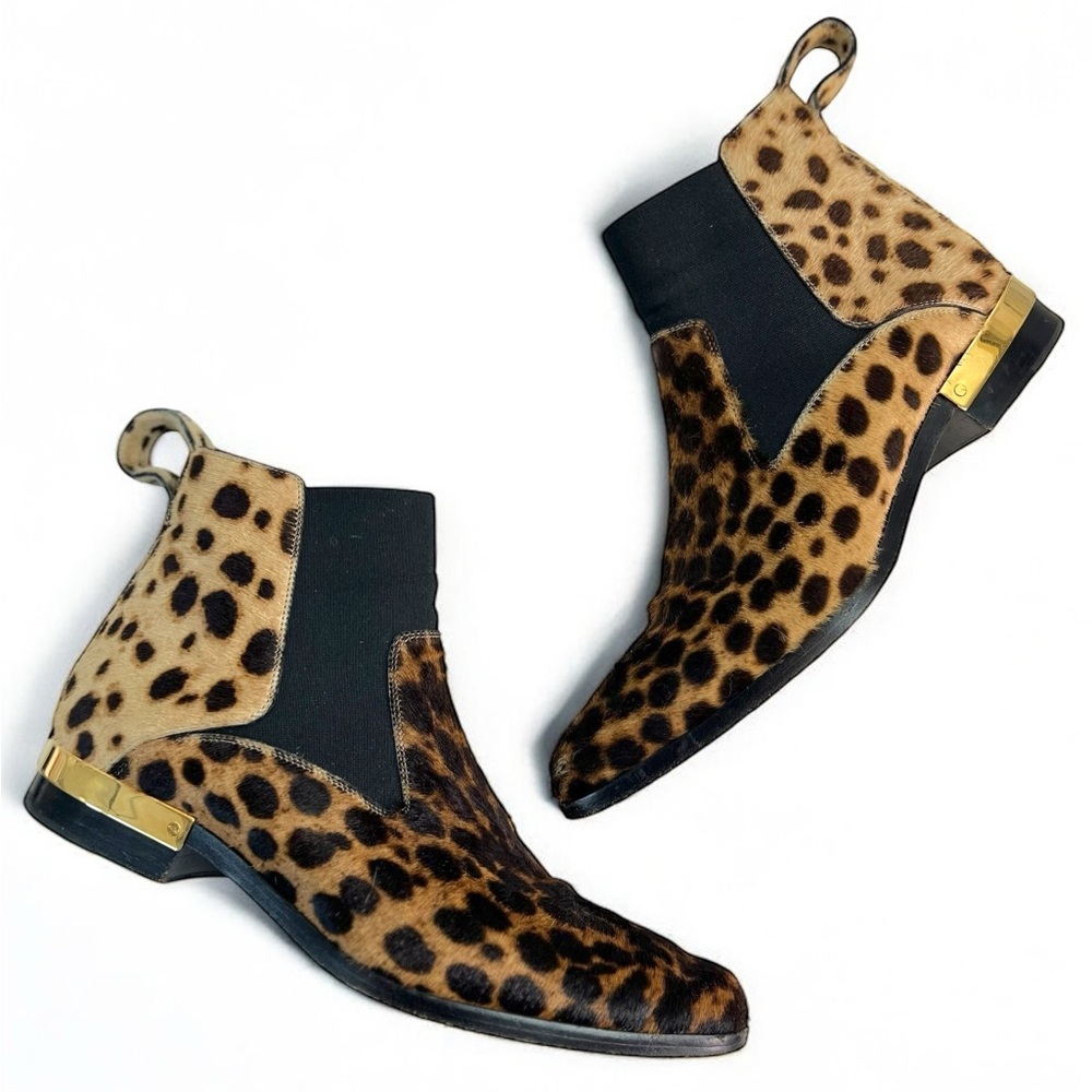 Chloé Leopard Calf Hair Chelsea Boots Size 38